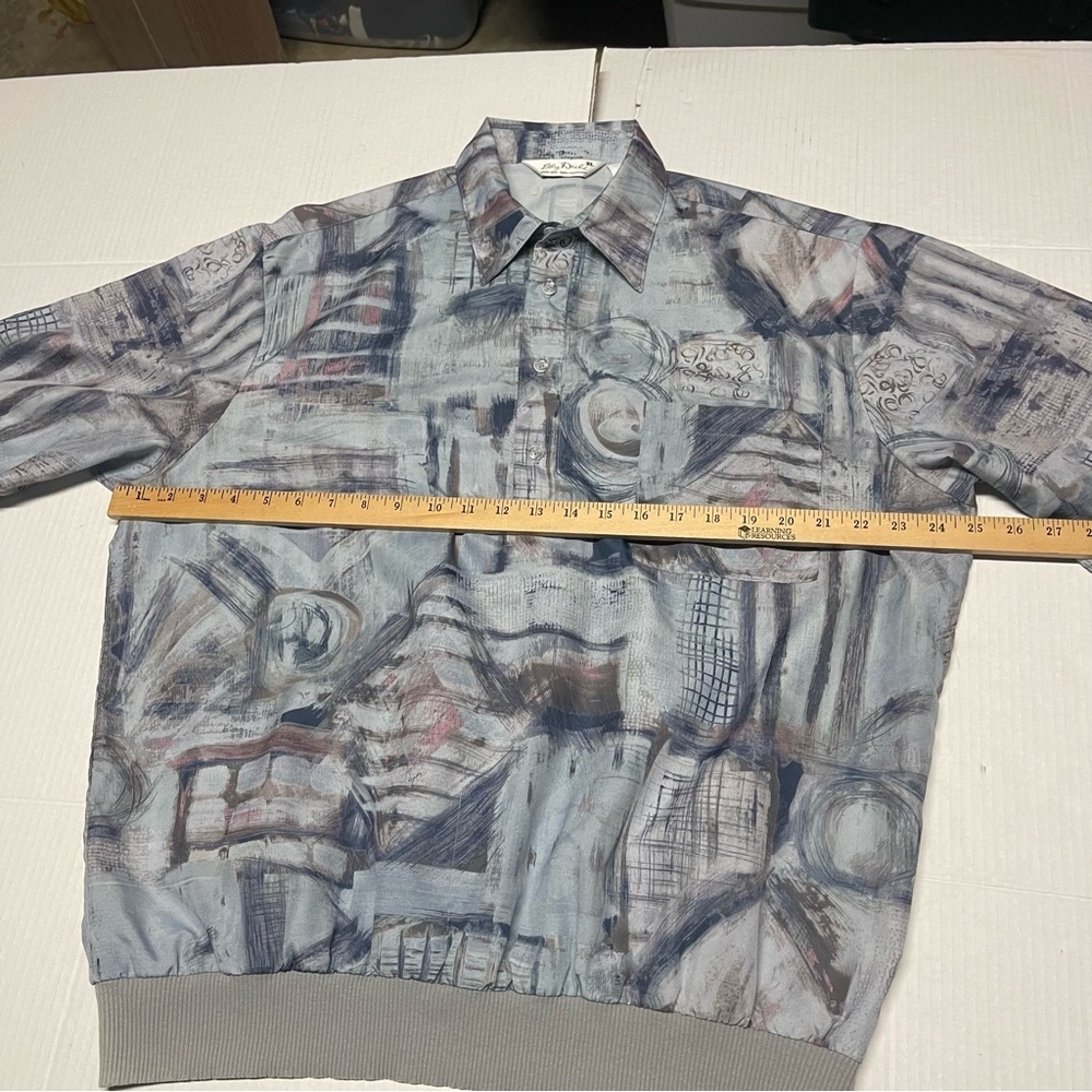 Lilly Dache Vintage Mens Polo Shirt Size XL Collar 70s 80s Art Abstract Print - Picture 5 of 6